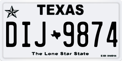TX license plate DIJ9874