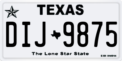 TX license plate DIJ9875