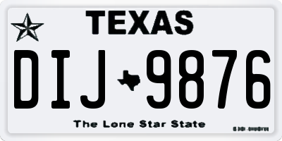 TX license plate DIJ9876