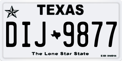 TX license plate DIJ9877