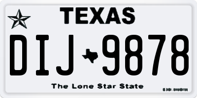 TX license plate DIJ9878