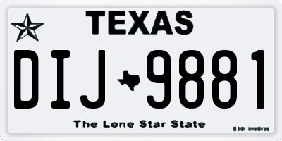 TX license plate DIJ9881