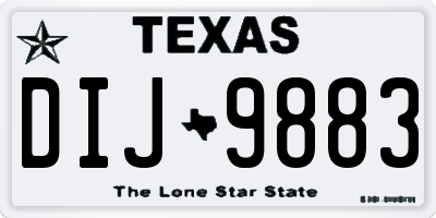 TX license plate DIJ9883