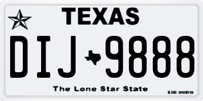 TX license plate DIJ9888