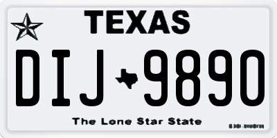 TX license plate DIJ9890