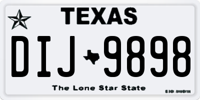 TX license plate DIJ9898