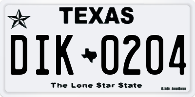 TX license plate DIK0204