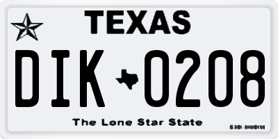 TX license plate DIK0208