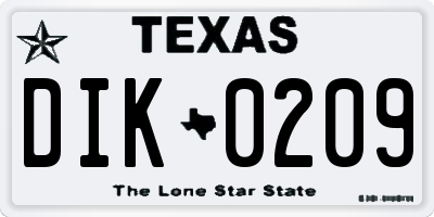 TX license plate DIK0209