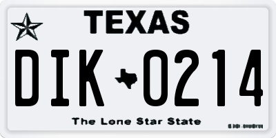 TX license plate DIK0214