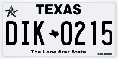 TX license plate DIK0215