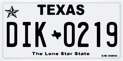 TX license plate DIK0219
