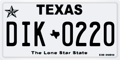 TX license plate DIK0220