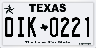 TX license plate DIK0221