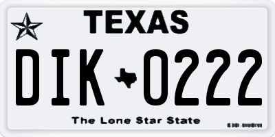 TX license plate DIK0222