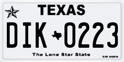 TX license plate DIK0223