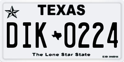 TX license plate DIK0224
