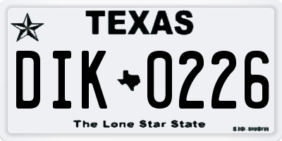 TX license plate DIK0226