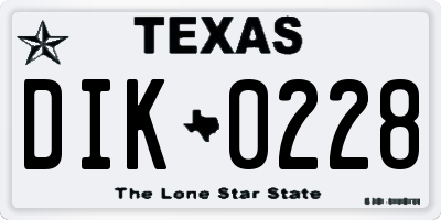TX license plate DIK0228