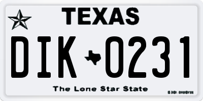 TX license plate DIK0231