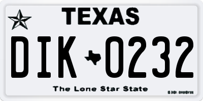 TX license plate DIK0232