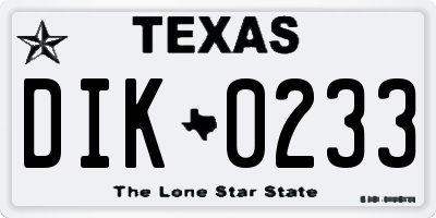 TX license plate DIK0233