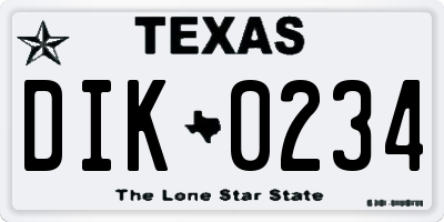 TX license plate DIK0234
