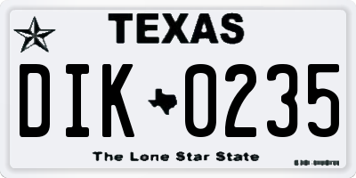 TX license plate DIK0235
