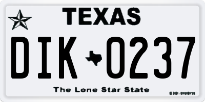 TX license plate DIK0237