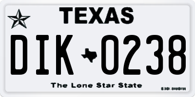 TX license plate DIK0238