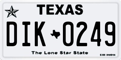 TX license plate DIK0249