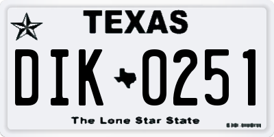 TX license plate DIK0251