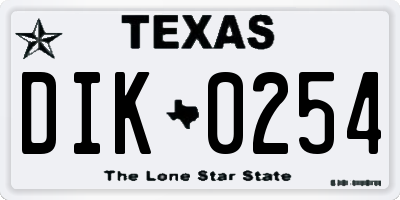 TX license plate DIK0254