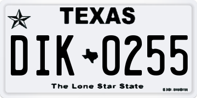 TX license plate DIK0255
