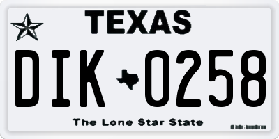 TX license plate DIK0258