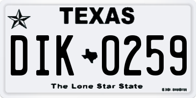 TX license plate DIK0259