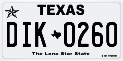 TX license plate DIK0260