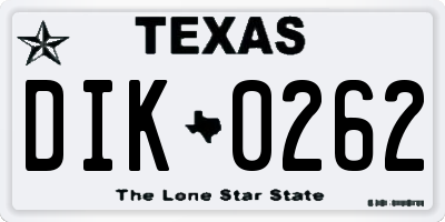 TX license plate DIK0262