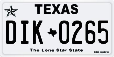 TX license plate DIK0265