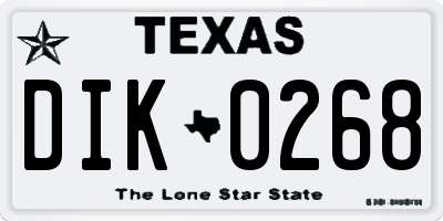 TX license plate DIK0268
