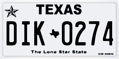 TX license plate DIK0274