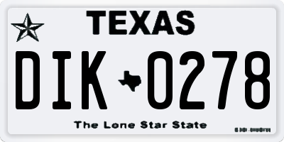 TX license plate DIK0278