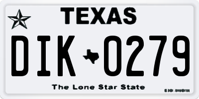 TX license plate DIK0279