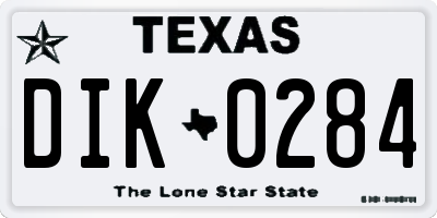 TX license plate DIK0284