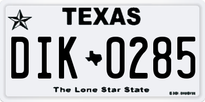 TX license plate DIK0285