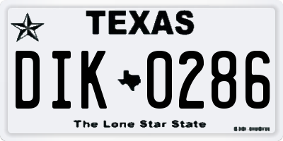 TX license plate DIK0286