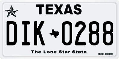 TX license plate DIK0288