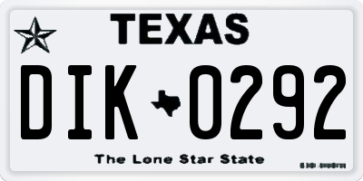 TX license plate DIK0292