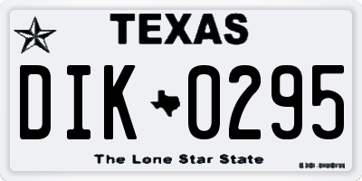 TX license plate DIK0295