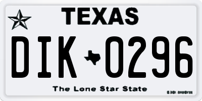 TX license plate DIK0296